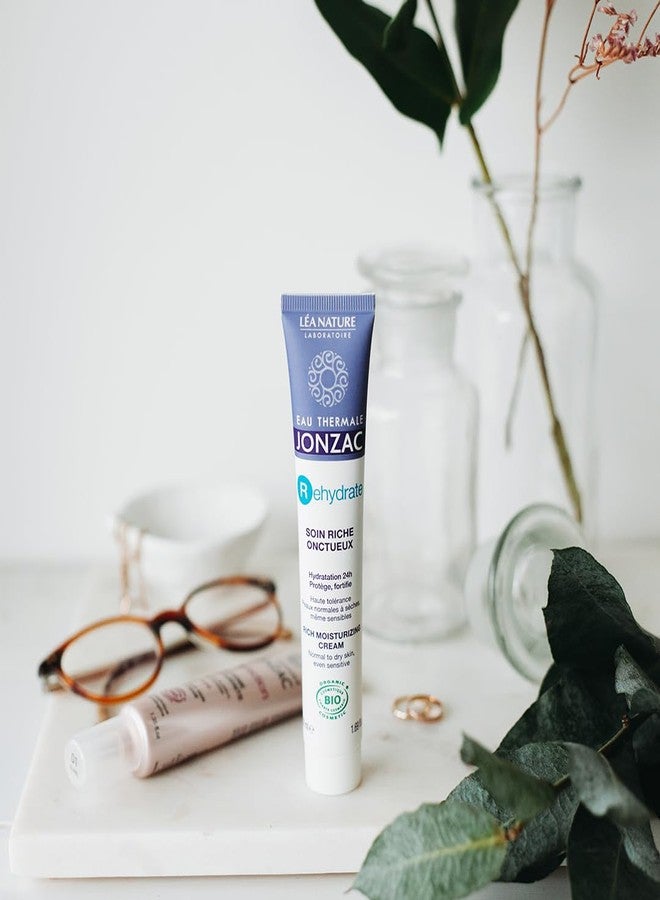 JONZAC Eau Thermale Rehydrate Organic Rich Sensitive Moisturizing Facial Cream - Intense 24hr Hydration, Shea Butter & Natural Hyaluronic Acid - Clinically Proven Skincare, All Skin Types, 1.69 Fl Oz - Image 4